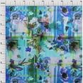 thumbnail image 3 of oneOone Cotton Flex Blue Fabric Check & Flower Watercolor Diy Clothing Quilting Fabric Print Fabric By Yard 40 Inch Wide, 3 of 4