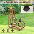 thumbnail image 6 of Patiojoy 6 Tier 6 Potted Plant Stand Rack 100% Pine Wood Flower Pot Holder Shelf Multi-Layer Flower Stand with Wheels, 6 of 9