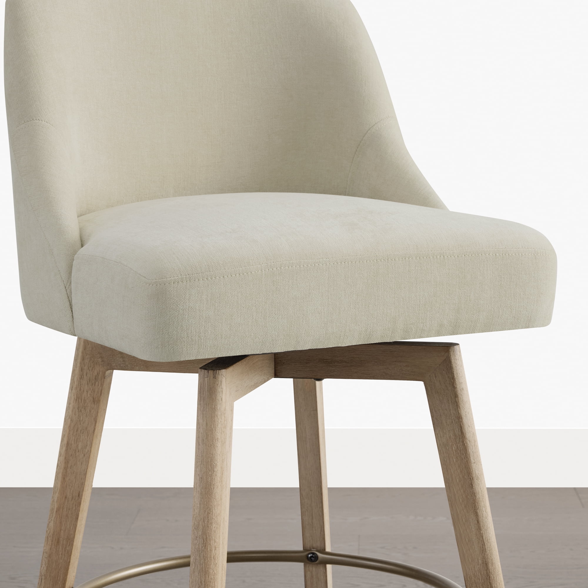 Spruce & Spring Modern Swivel Counter Stool with Upholstered Seat and Rounded Back for Kitchen or Bar Set of 2, Sand