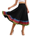 thumbnail image 2 of Skirts for Women Rainbow Print Elastic Waist Flowy Skirt Bohemian Comfortable Summer Casual Wear Womens Midi Skirt Black L, 2 of 4
