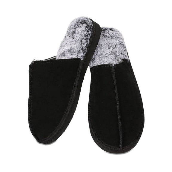 MeMoi Men's Memory Foam True Suede Plush Slippers - Mens - Male (S, Black)