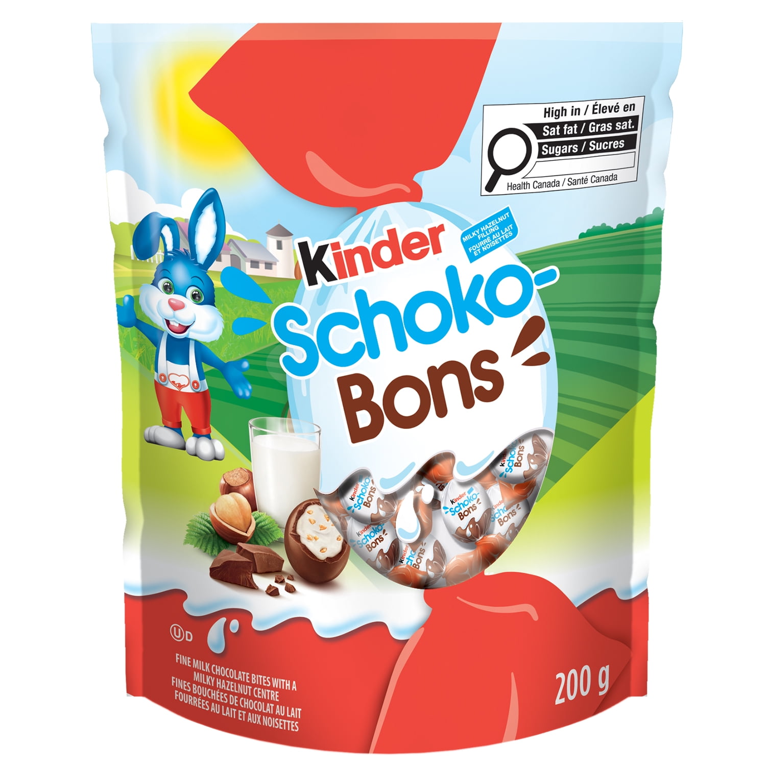 Kinder Schokobons, friandise aux noisettes et au chocolat au lait emballées individuellement, bon bon de Pâques pour les enfants