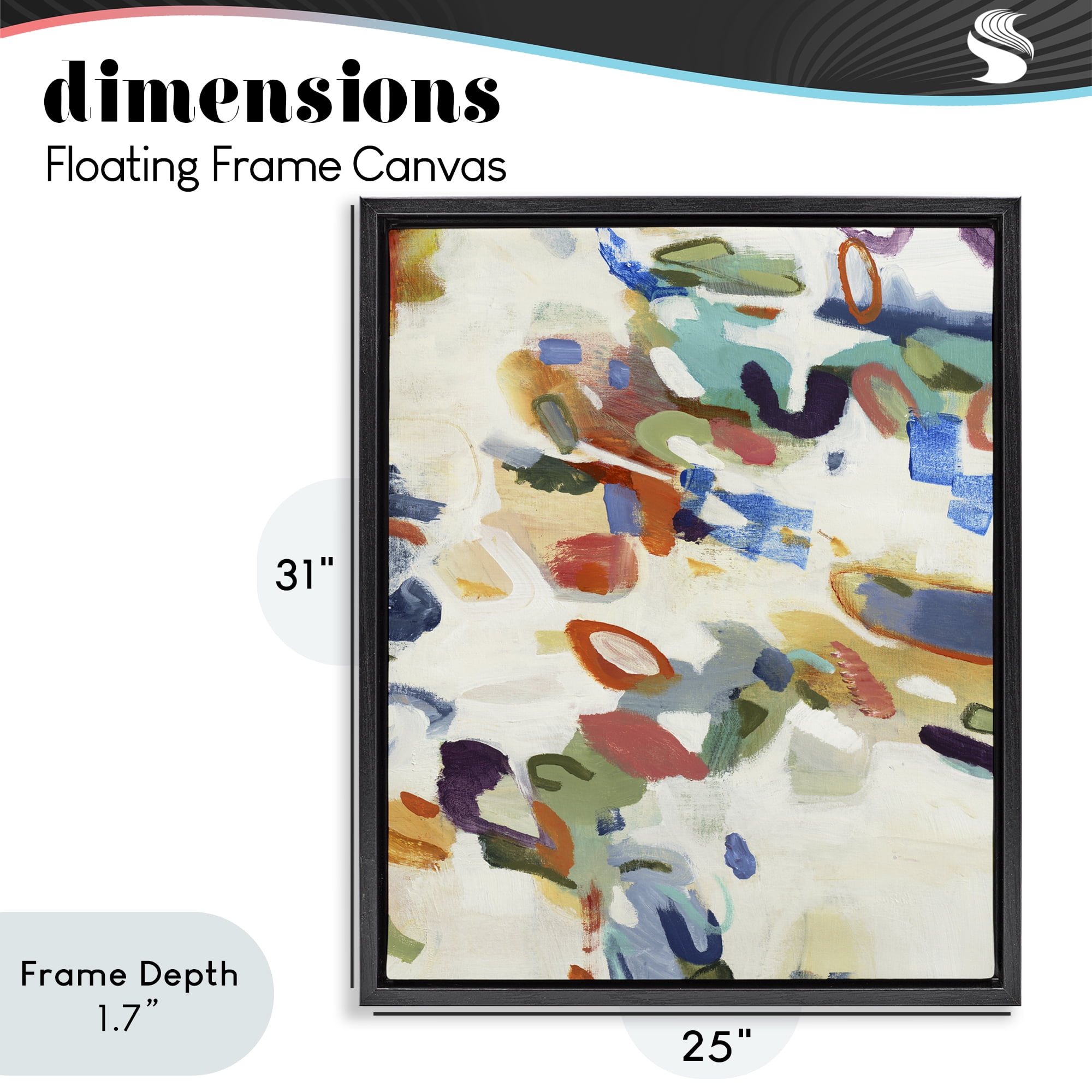 Stupell Industries Multihued Expressive Abstract Black Framed Floater Canvas Wall Art, design by Lisa Ridgers