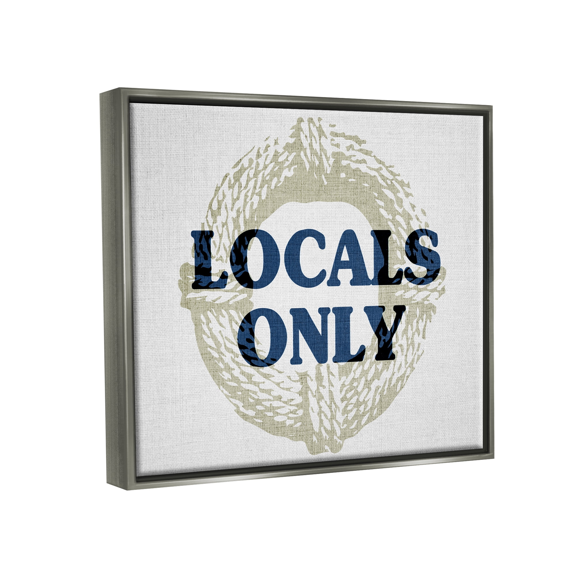 Stupell Industries Locals Only Maritime Phrase Nature Painting Gray Floater Framed Canvas Art Print Wall Art, 31 x 25