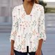 thumbnail image 1 of ICHUANYI Liquidación Mujer Casual Manga 3/4 Estampado Suelto Camisa Botones Tops Cárdigan ICHUANYI WER2023082204353, 1 of 6