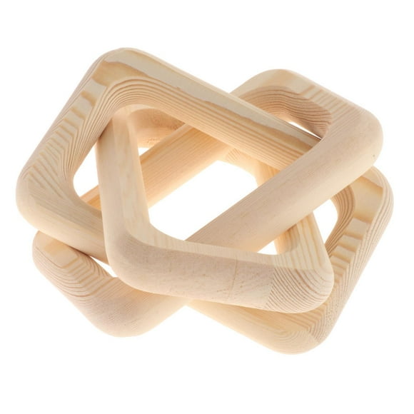 3 Link Wooden Chain Link Decor Rustic Wood Knot for Farmhouse Bedroom Table Beige