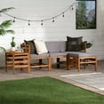 thumbnail image 3 of 5 Pièces en Bois d'Acacia Modulaire Extérieur - 3 Places + Pouf + Table d'Appoint - Marron, 3 of 16