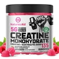 thumbnail image 1 of Gomitas de monohidrato de creatina Nature's Aid (5 g): Energía preentrenamiento y apoyo para el crecimiento muscular para hombres y mujeres | Gomitas de electrolitos de frambuesa (135 unidades), 1 of 5