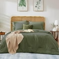 thumbnail image 2 of Queen Comforter Set- 7 Pieces Soft Olive Green Bed in a Bag with Fitted Sheet, Flat Sheet, 2 Pillow Shams, and 2 Pillowcases- Warm Bedding Sets Queen for All Season, 2 of 14