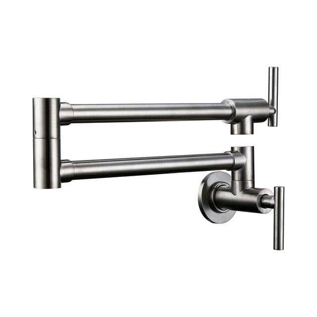 Robinet de Cuisine en Laiton Chromé Brossé Noir Monté au Mur, Pivotant, Pliant, Rétractable, Rotatif, Extensible pour Évier, Débit d'Eau Élevé