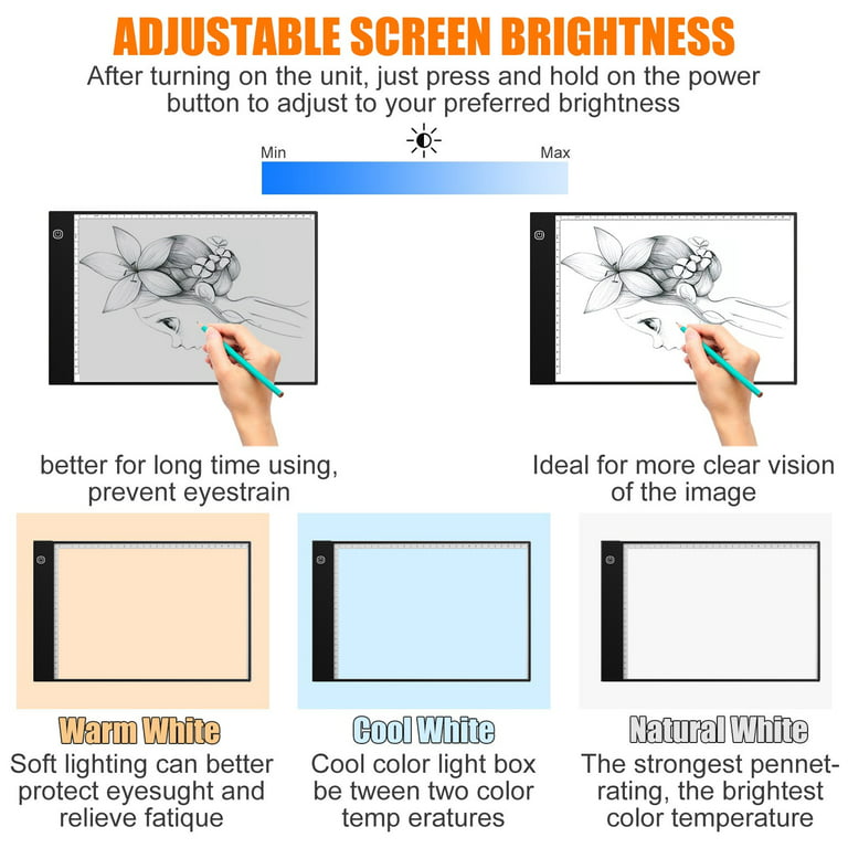  Rechargeable A3 Light Pad For Diamond Painting - LED Light  Board For Weeding & Tracing - Diamond Art Light Pad - Ultra-Thin & Portable  - Perfect For Artists & Crafters - White