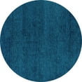 thumbnail image 1 of Ahgly Company Machine Washable Indoor Round Abstract Turquoise Blue Modern Area Rugs, 6' Round, 1 of 4