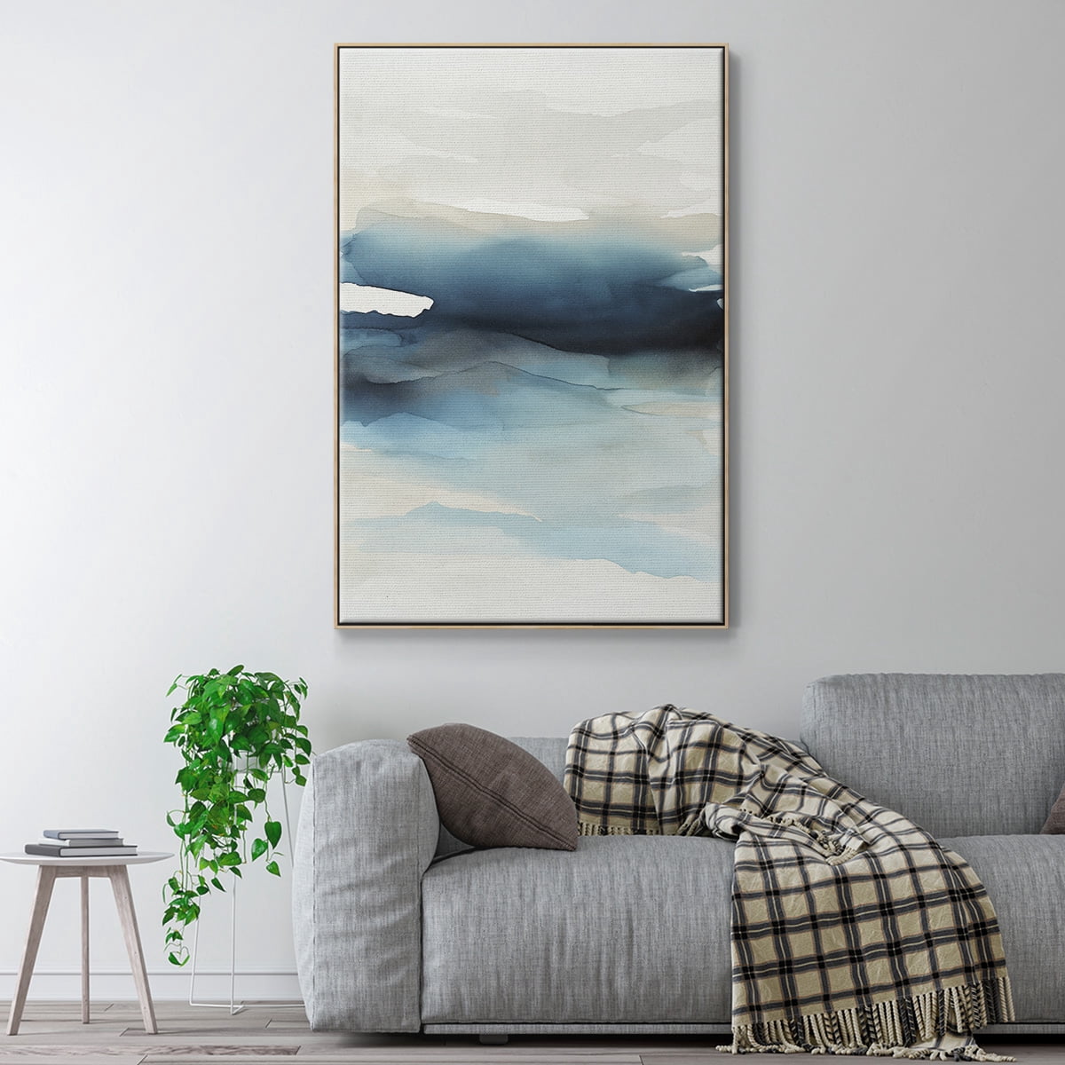 Waves II Framed Premium Gallery Wrapped Canvas - Ready to Hang - 17 x 25 - Natural Wood Floating Frame