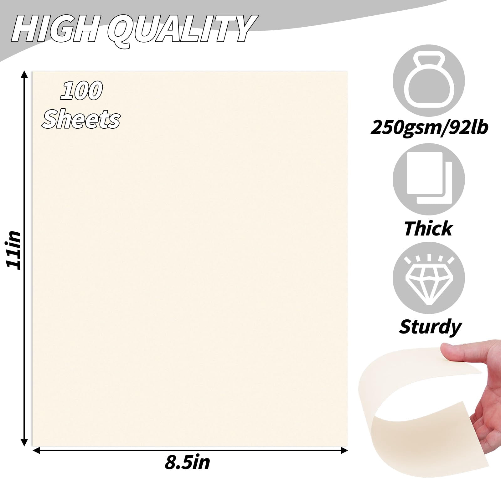 100 Sheets Beige Card Stock 8.5 X 11in 250gsm 92lb Cardstock Construction Paper Heavy Weight Printer For Invitations  Stationery Printing Scrapbooking Crafts Diy Cards