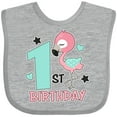 thumbnail image 3 of Inktastic 1st Birthday with Flamingo Stars and Hearts Girls Baby Bib, 3 of 4