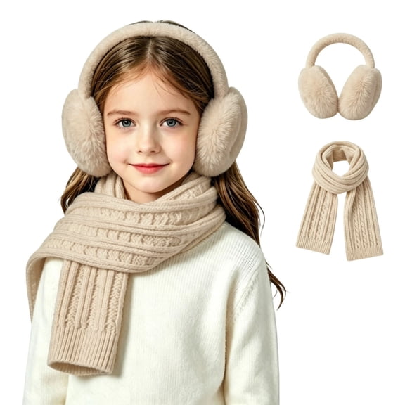 OGLCCG Kids Winter Hat Gloves Set,Size 3-12,Toddler Warmer Winter Ear Muffs Knit Scarves for Boys Girls,Cold Weather