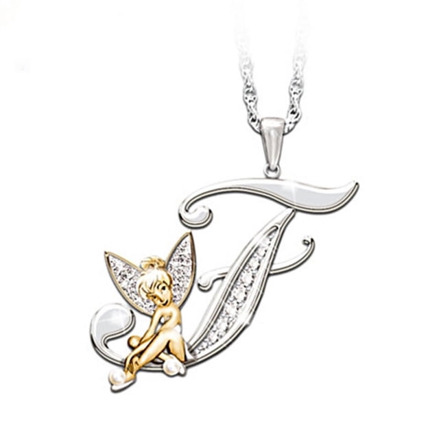 Collar con colgante de diamantes de moda con cadena de suéter de 26 letras de dibujos animados lindos personalizados de estilo europeo y americano