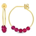 thumbnail image 1 of Miabella 3mm Created Ruby Bead Hoop Earrings in Yellow Plated Sterling Silver, 1 of 3