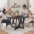 thumbnail image 5 of Anyact 42in Round Dining Table for 4, Circle Dinner Table Pedestal Metal Frame, Kitcen Table Sturdy Wood Kitchen & Dining Room Furniture, Black(Only Table), 5 of 9