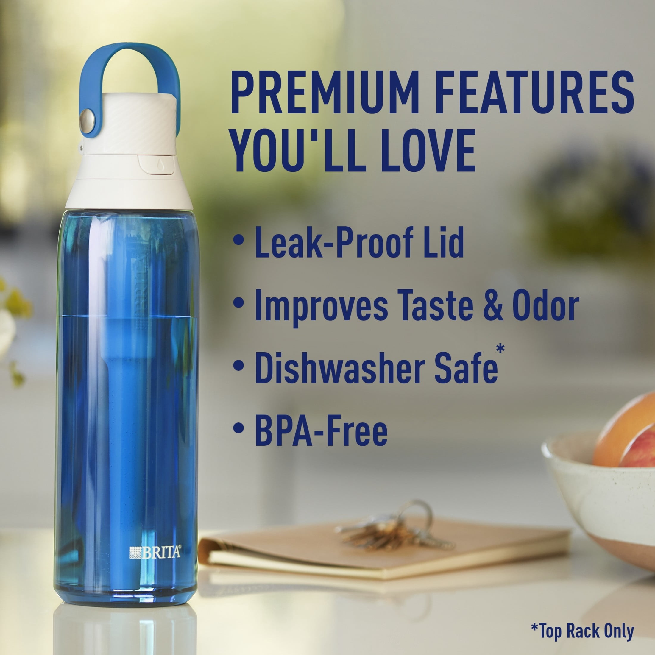 Brita 26oz Sapphire Premium Leak Proof Filtered Water Bottle with Straw