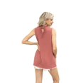 thumbnail image 3 of Womens Ruffle Neck Tank Tops Shirred Frill Dot Sleeveless Blouse Shirts Pink L, 3 of 8