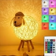 thumbnail image 3 of Cute Sheep-Shaped Desk Lamp with 16 Colorful Lights for Reading & Decoration - Exquisite Rattan & Wood Design, 3 of 9
