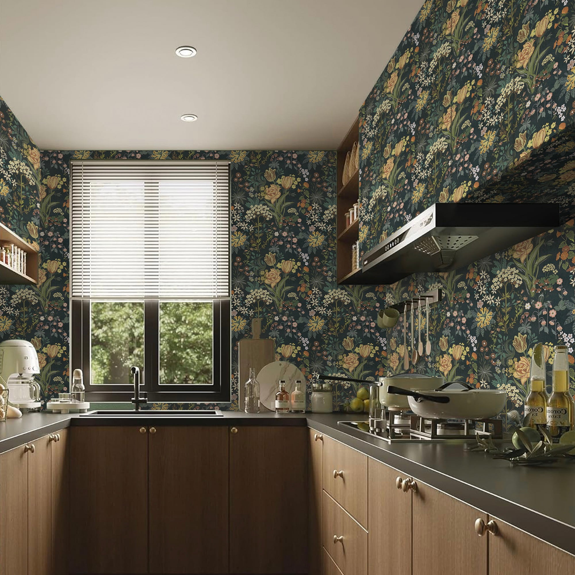Abyssaly Floral Peel and Stick Wallpaper 17.7-in x 393.7-in Self Adhesive Wall Paper Vinyl for Home Decoration