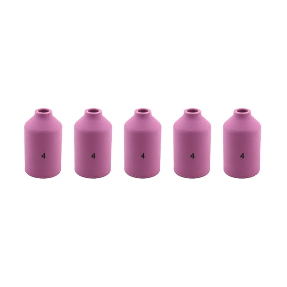 Alumina Nozzle Cups for TIG Welding Torches Series 17/18/26 with Gas Lens Set-Up - Model: 54N18 - #4 (1/4") - (5 PACK)