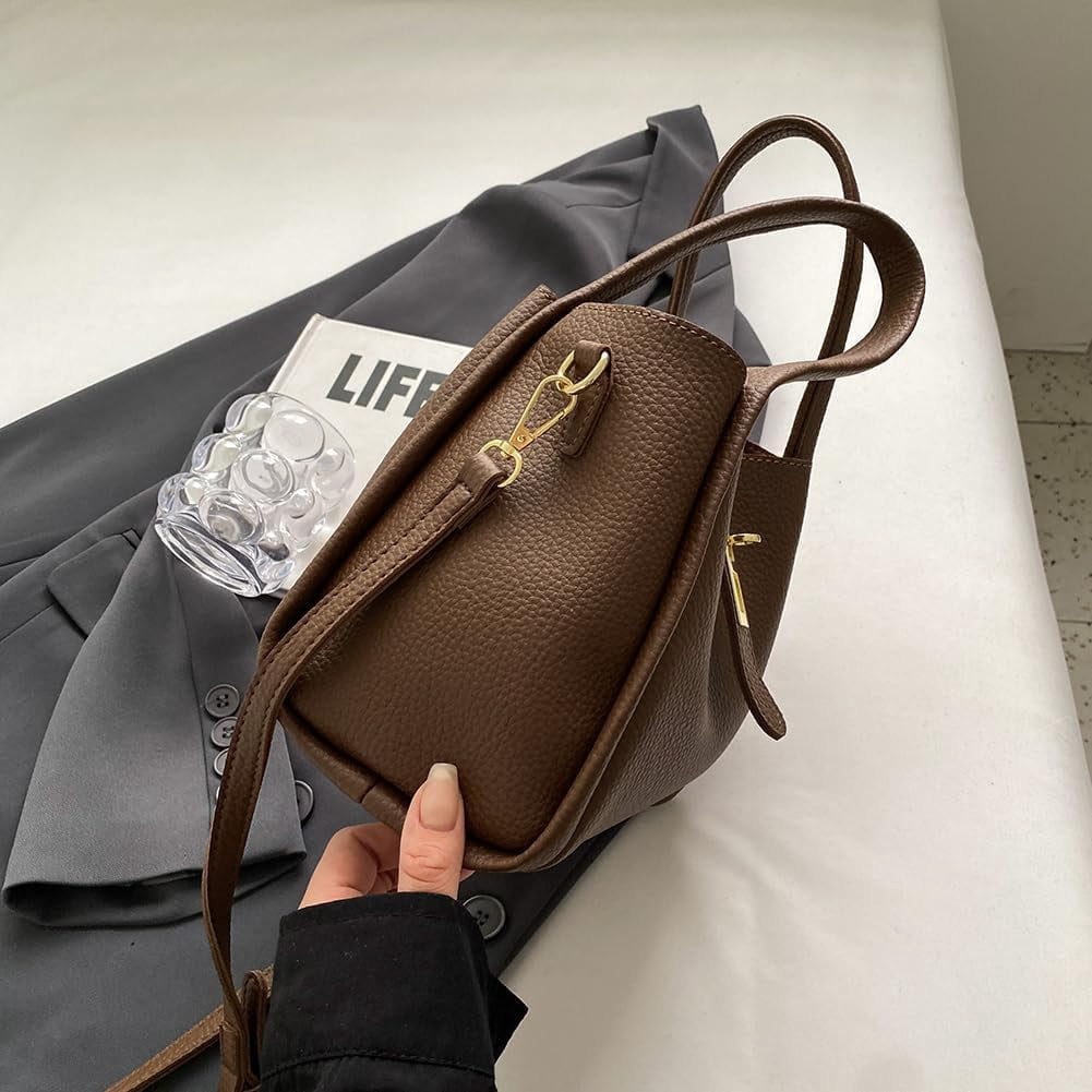 SPEKSEE Bucket Bags for Women - Leather Crossbody Bucket Purse Small Handbag Trendy Vintage Shoulder Bag with Small Purse