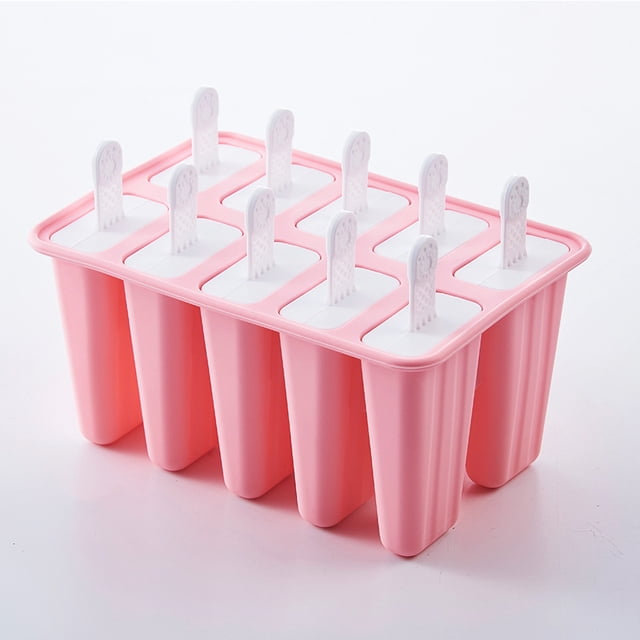 Popsicle Mould, Popsicle Molds 10 Pieces Silicone Ice Pop Molds BPA Free Popsicle Mold Reusable Easy Release Ice Pop Make (Pink)