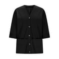 thumbnail image 5 of BXINGOHAI Women's Long Sleeve Button Down Crew Neck Classic Sweater Knit Cardigan Black 2XL, 5 of 7