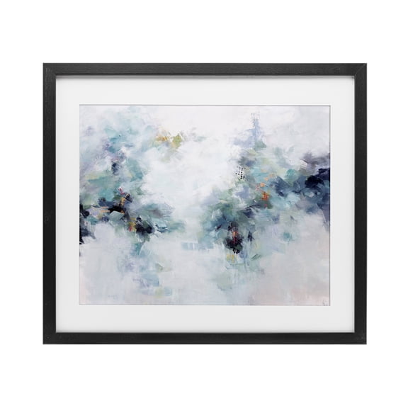 Reaching Out Abstraction Black Framed Print Under Glass, design by Karen Hale