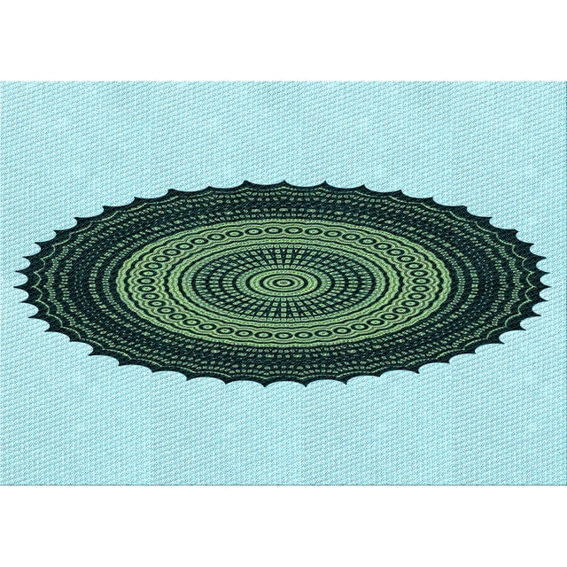 Ahgly Company Machine Washable Indoor Rectangle Transitional Light Aquamarine Green Area Rugs, 5' x 8'