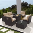 thumbnail image 2 of Gotland Outdoor Patio Furniture Set with 43" Propane Fire Pit Table, 7 Pieces Outdoor Furniture Patio Sectional Sofa Conversation Sets(sand）, 2 of 5
