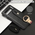 thumbnail image 6 of Compatible Google Pixel 8 Case with Stand & Hand Strap,Shockproof PU Leather Cover with Anti-Lost Detachable Lanyard Protector Case for Pixel 8 Phone Case with Ring,Pixel 8 Leather Case Black, 6 of 14