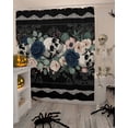 thumbnail image 4 of Skull Rose Flowers Shower Curtain Set ，Waterproof Fabric Shower Curtains Horror Skeleton Navy Flowers Leaves Black Shower Curtains for Bathroom,Bathroom Decor 36"x72", 4 of 6
