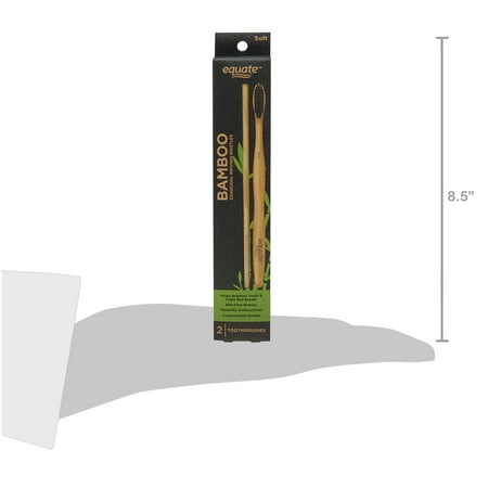 Equate, Adult Bamboo Handle, Charcoal Bristles, Soft, Toothbrush, 2 Count