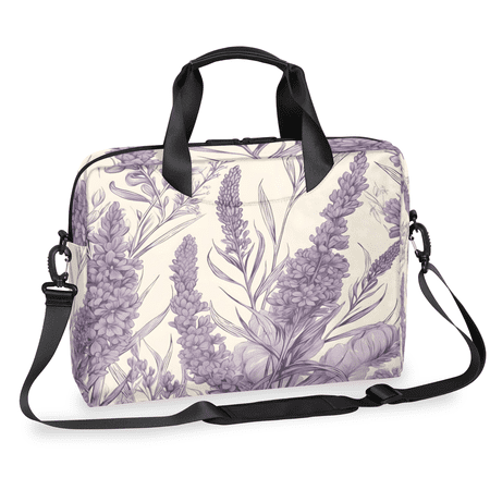Herdesigns Purple Lavender Flowers Laptop Bag for Women Men, Computer Case Briefcase Messenger Bags, 15-15.6 inch Laptop Sleeve Shoulder Bag