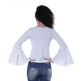 thumbnail image 5 of Moomaya Womens Long Bell Sleeves Tshirt Top Round Neck Plain Casual Fit Summer Tee Tops, 5 of 7
