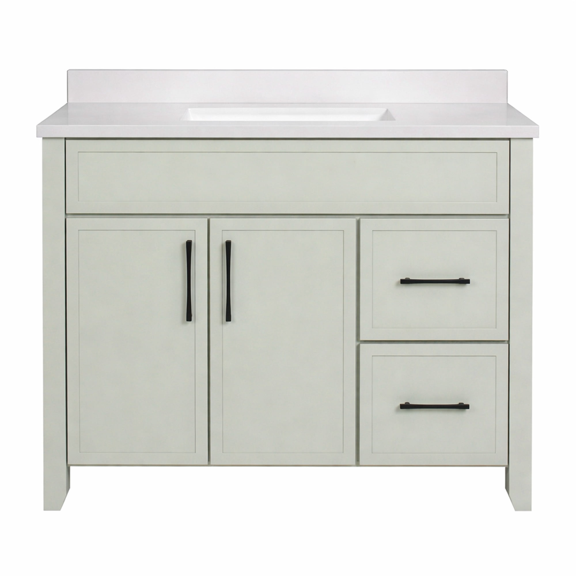 Design House Dawson 37-Inch Bathroom Vanity Combo, Ready to Assemble 2-Door 2-Drawer Cabinet with Camilla Cultured Marble Top, Sherwin-Williams® On the Rocks, Matte Black Hardware, 228478-OTR