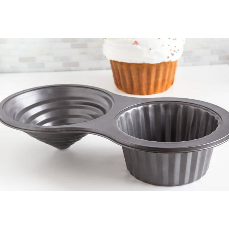 HOMOW 3D Giant Cupcake Pan, Non-Stick Carbon Steel Jumbo Cupcake Pans, Large Cupcake Mold NS8-001