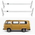 thumbnail image 4 of CCIYU Adjustable Roof Ladder Racks 43.4"-77" Van Ladder Rack for Chevy for Dodge for Ford for GMC Express 77' with Rain Gutters(No Drilling)White Powder Coated Steel Roof Mount Van Rack, 4 of 6