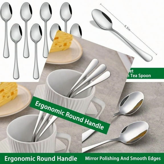 Teaspoon8Piece 5.5 Inches Stainl Steel Tea Spoons Espro Spoon Durable Dishwasher Safe Small Coffee Spoons Mini Demitasse Spoon For Dert