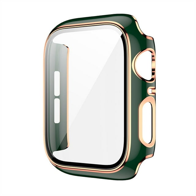 Glass+Cover for Apple Watch Case 45mm 41mm iWatch Case Bumper+Screen Protector Apple Watch Series 7 -green rose