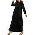 thumbnail image 3 of Women'S Velvet Maxi Dress Casual Solid Color High Waist Long Sleeve Fall Winter Flowy Gown Black L, 3 of 7