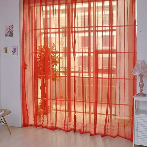 EGNMCR Room Decor Home Decor 1 PCS Pure Color Tulle Door Window Curtain Drape Panel Sheer Scarf Valances Curtain