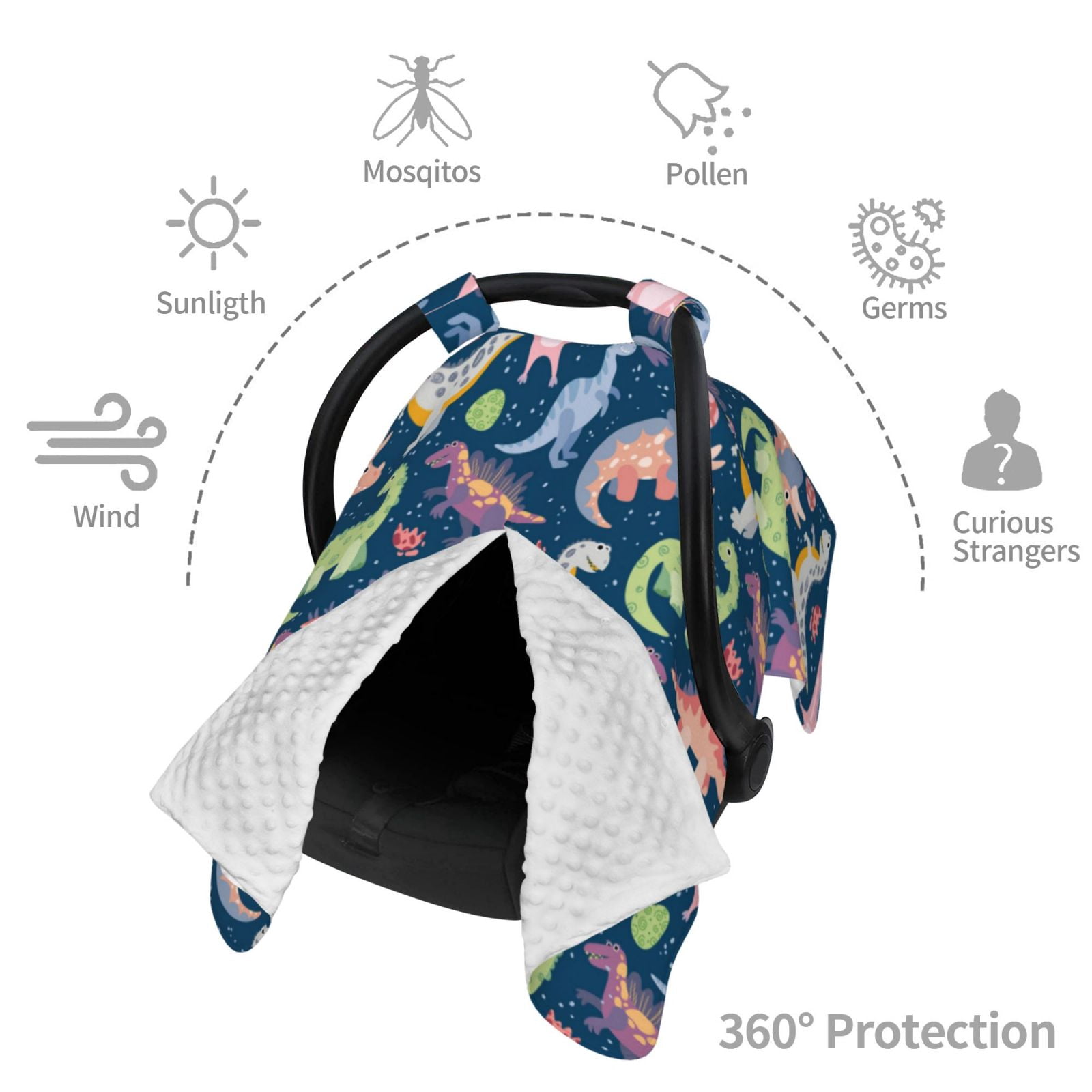 Naloa Dinosaur Baby Car Seat Cover, Breathable Baby Carrier Cover, Multiuse Baby Carrier Cover & Nursing Breastfeeding Cover