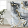 thumbnail image 4 of Abstract Marble Shower Curtain Set ，Waterproof Fabric Shower Curtains Gradient Black White Gold Texture Shower Curtains for Bathroom,Bathroom Decor 72"x72", 4 of 6