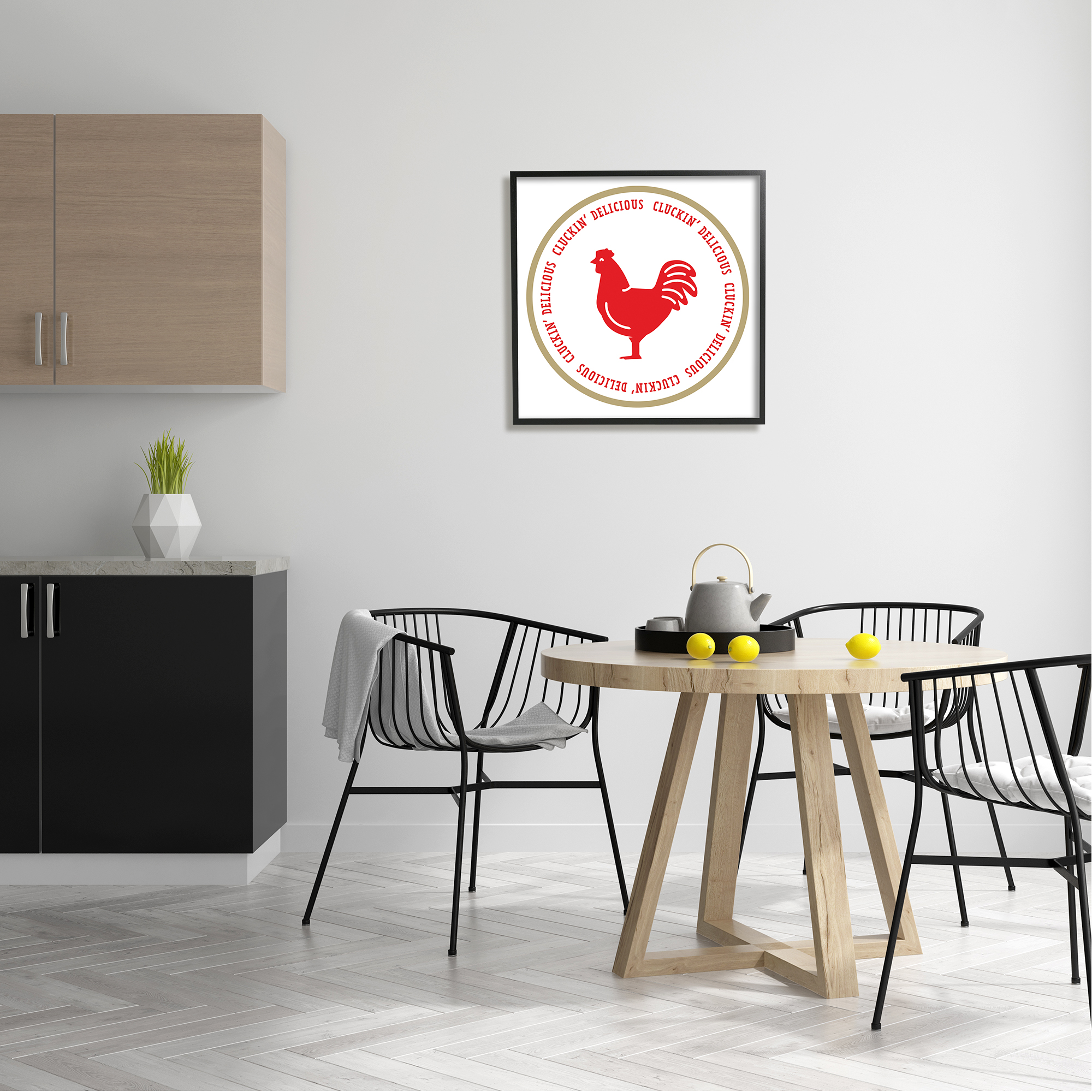 Stupell Industries Cluckin' Delicious Phrase Animals & Insects Painting Black Framed Art Print Wall Art, 24 x 24