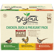 (24 Pack) Purina Beyond Grain Free, Natural Pate Wet Cat Food, Chicken, Duck & Pheasant Recipe Variety Pack, 3 oz. Cans